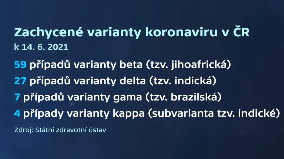Zachycené varianty koronaviru v Česku