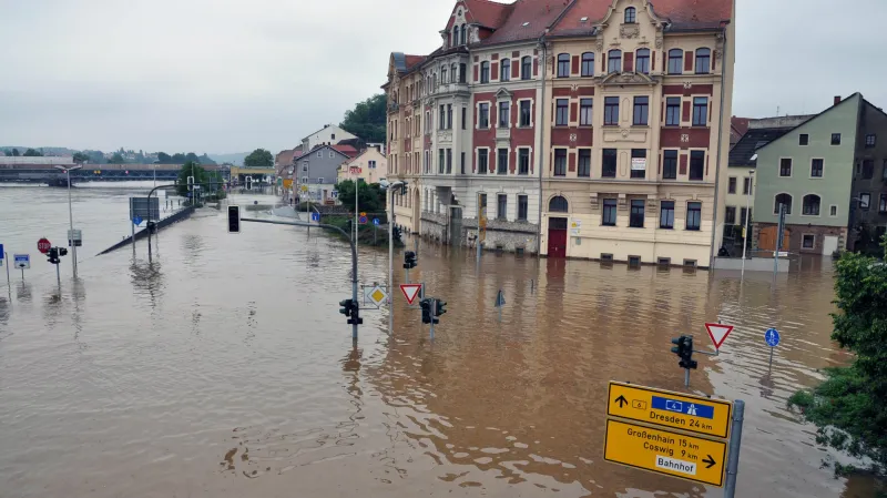 Rozvodněné Labe v Míšni