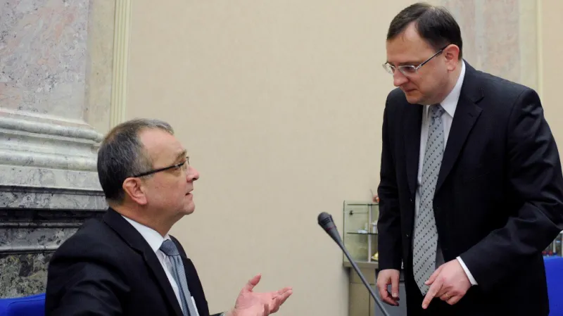 Premiér Petr Nečas s Miroslavem Kalouskem