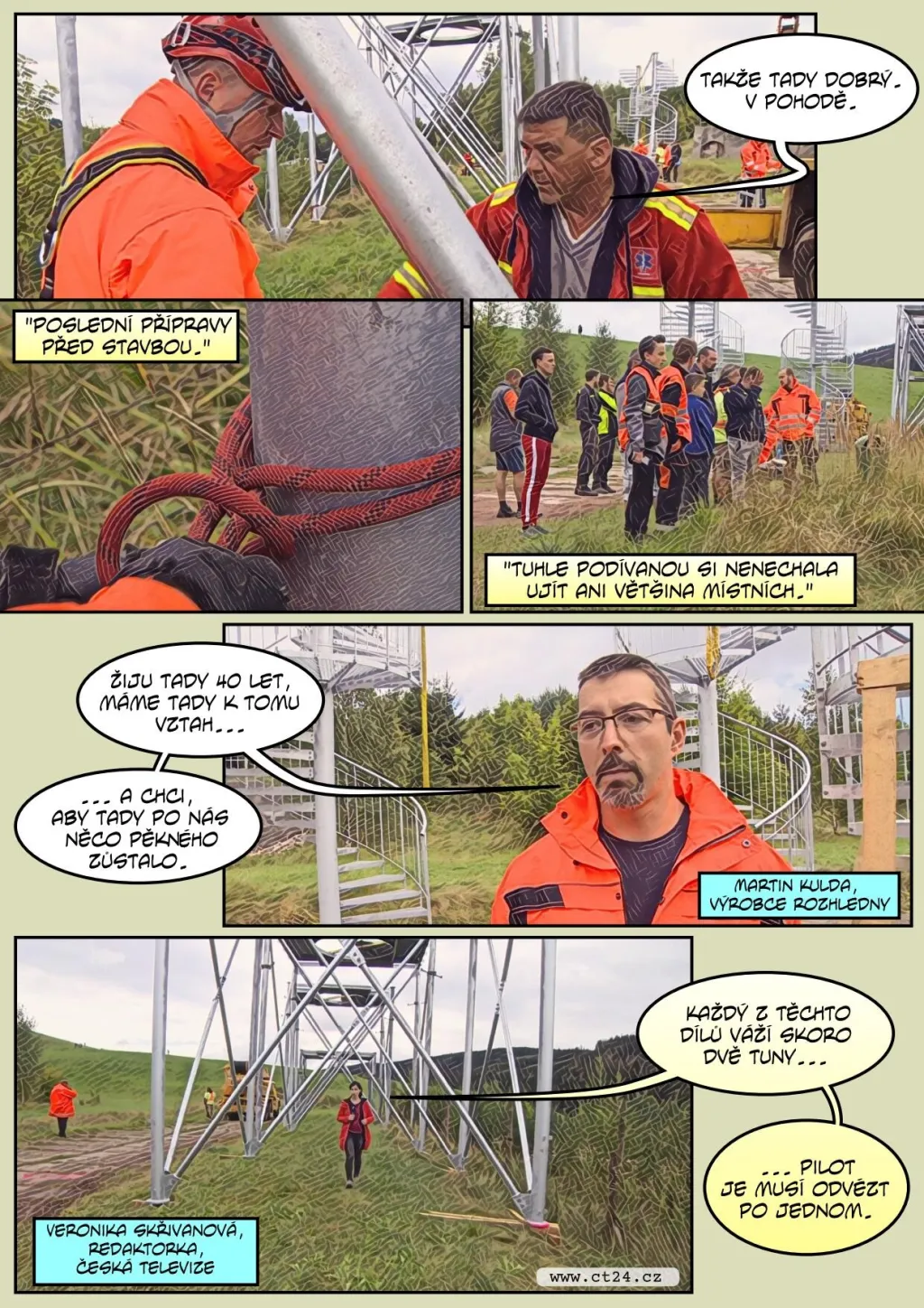 Stavba rozhledny Žaltman vrtulníkem