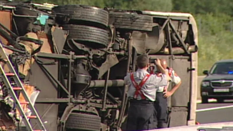 Převrácený autobus v Chorvatsku
