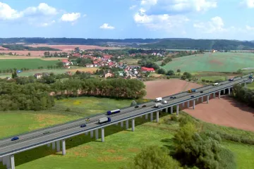 Na novém úseku D6 u Krupé začala stavba nejdelšího mostu. Potrvá dva roky