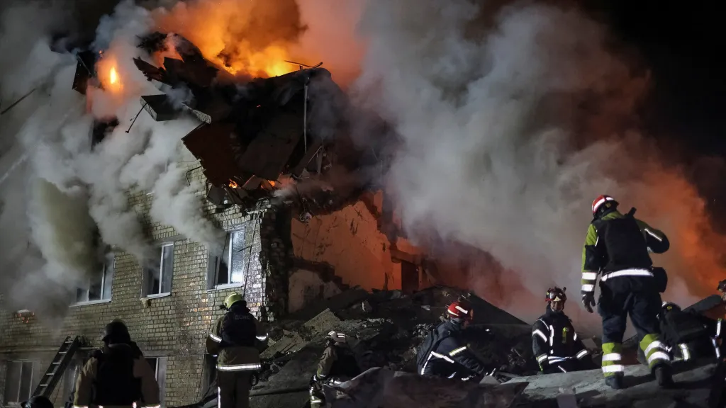 Následky ruského úderu na Charkov (7. 3. 2026)