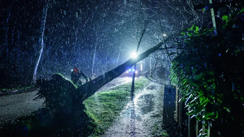 Následky bouře Zeynep/Eunice v německém Kielu