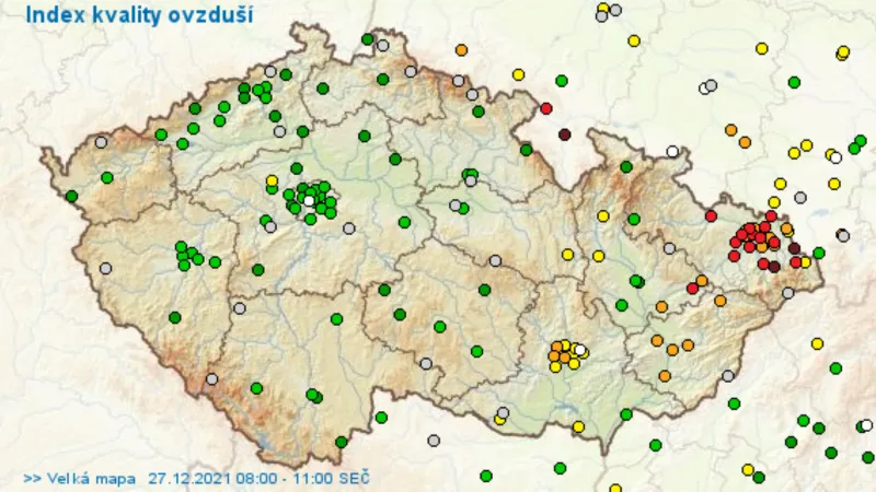 Index kvality ovzduší 27.12.2021