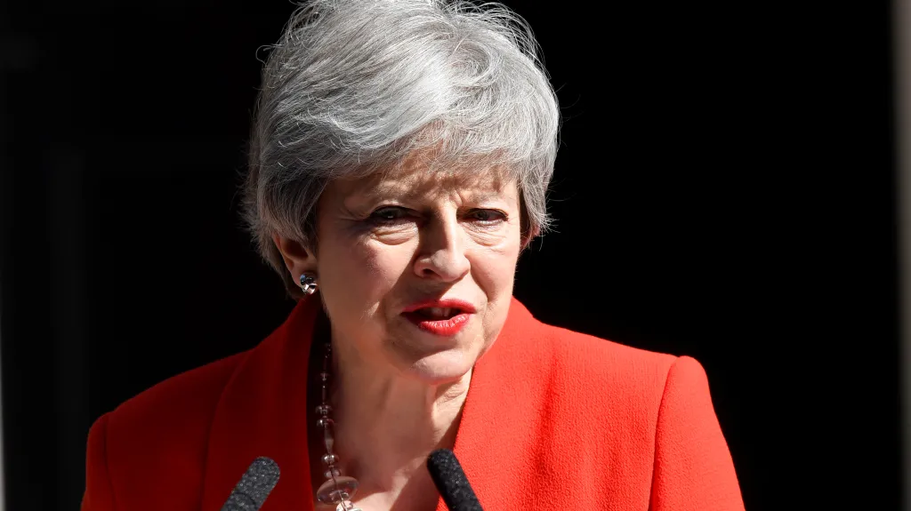 Theresa Mayová během prohlášení o svém konci v čele strany