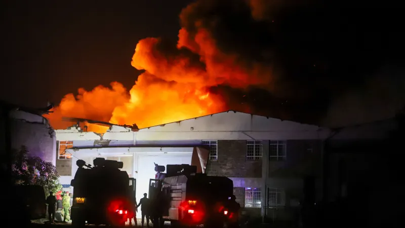 Požár po výbuchu plynu v Nairobi