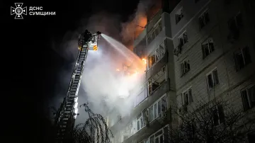 Následky ruského útoku na ukrajinské město Sumy