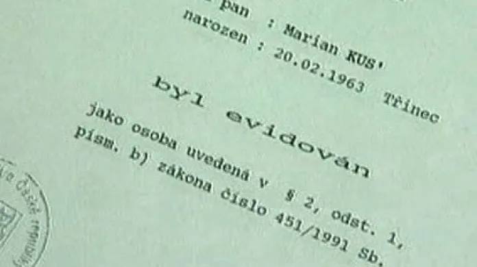 Bývalý funkcionář ČSSD Kuś dostal za padělanou lustraci pokutu.