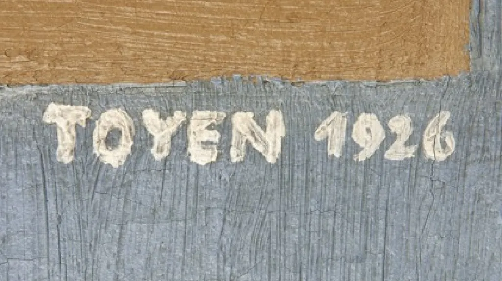 Podpis Toyen na obraze Geometrická kompozice
