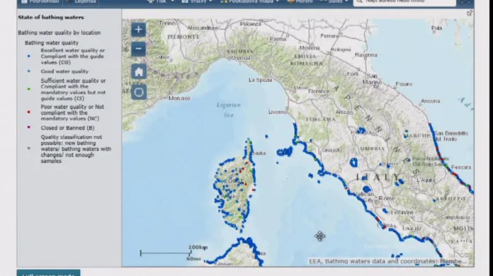 On-line mapa kvality vody