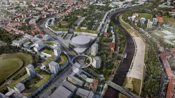 Vizualizace Centra míčových sportů u českobudějovického výstaviště