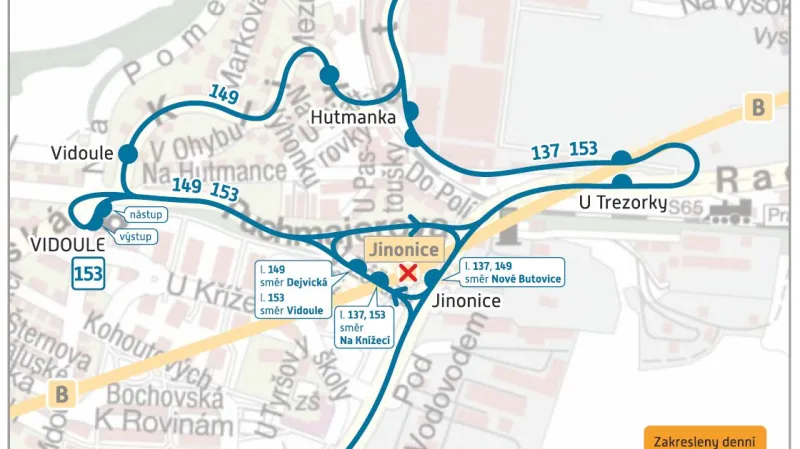 Náhradní doprava po dobu uzavření stanice