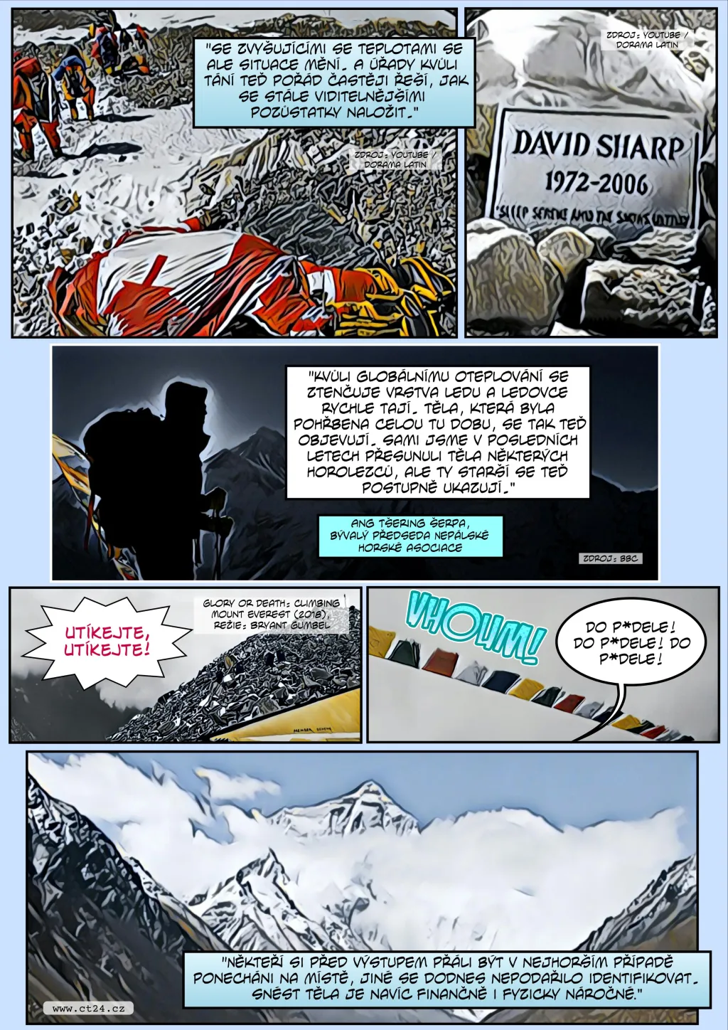 Komiks: Tající ledovce odkrývají těla horolezců