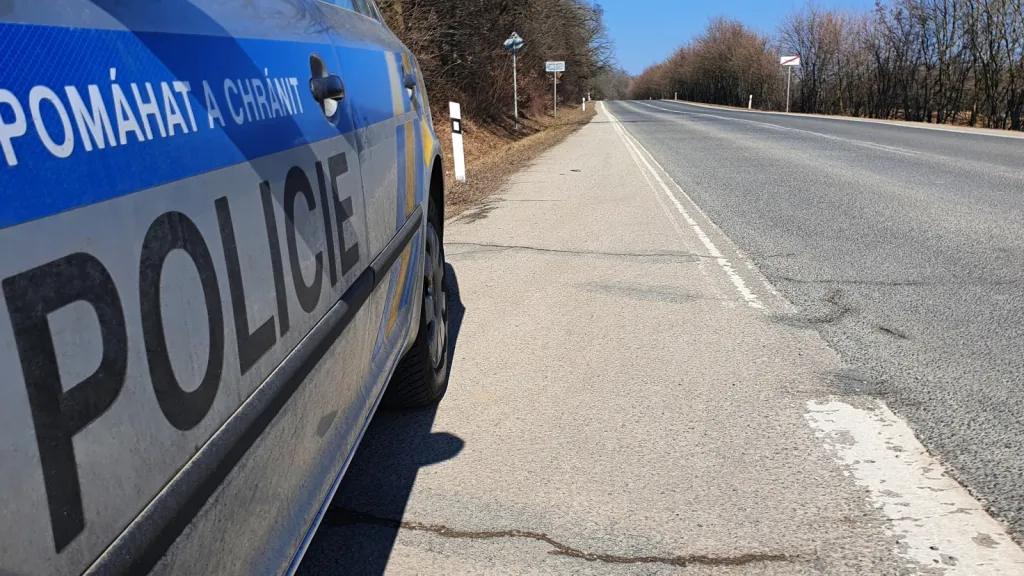 Policejní hlídka u silnice