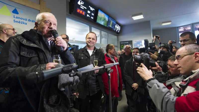 Václav Klaus při slavnostním zahájení provozu lanovky
