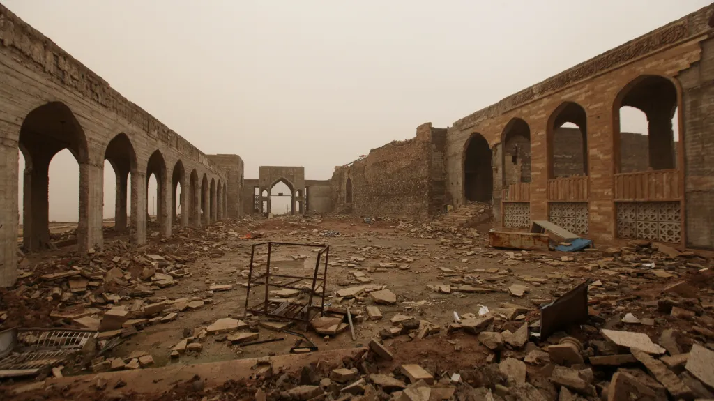 Zničená mešita proroka Jonáše v Mosulu