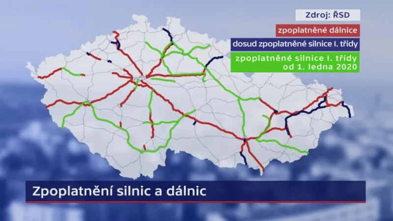 Zpoplatněné silnice I. třídy od 1. ledna 2020