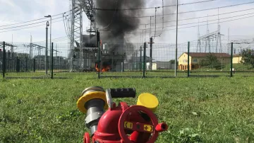 Požár trafostanice u Otrokovic