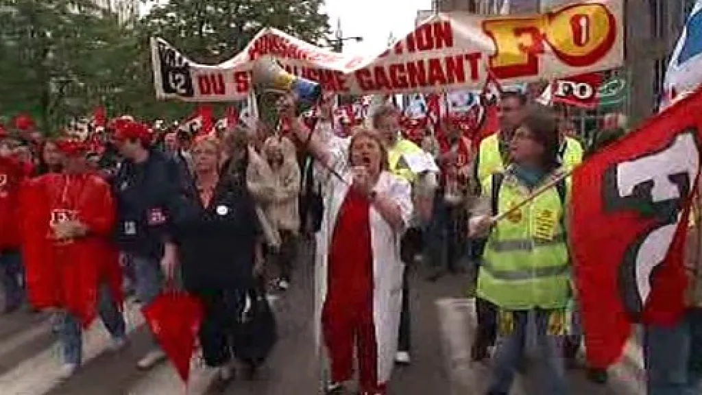 Demonstrace odborářů v Bruselu