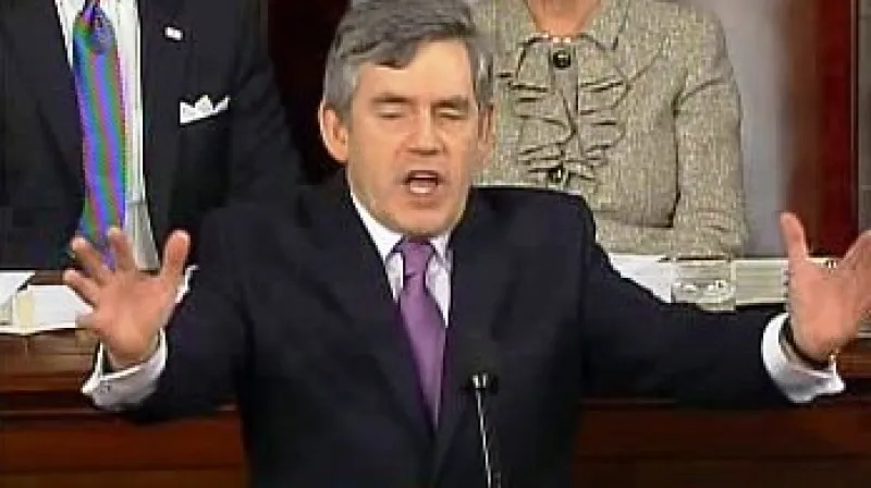 Britský premiér Gordon Brown při přojevu v americkém Kongresu