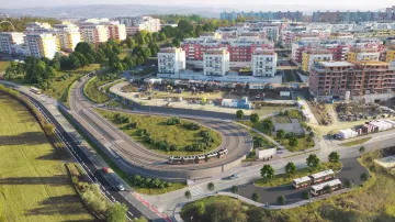 Vizualizace tramvajové trati v Brně na Kamechy