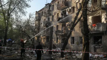 Následky ruského útoku na ukrajinské Dnipro
