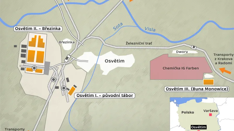 Koncentrační tábor Osvětim – mapa