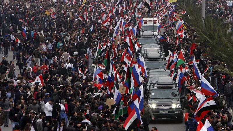 Kolona ruského ministra zahraničí v Damašku