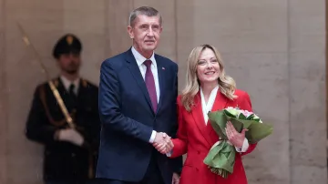Premiér Andrej Babiš (ANO) s italskou premiérkou Giorgiou Meloniovou v Římě