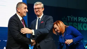 Předseda hnutí ANO Andrej Babiš, první místopředseda Karel Havlíček a místopředsedkyně Alena Schillerová na volebním sněmu obhájili své posty, 24. ledna 2026
