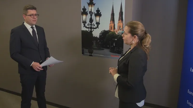 Zpravodaj ČT Bohumil Vostal a europoslankyně Cecilia Wikströmová