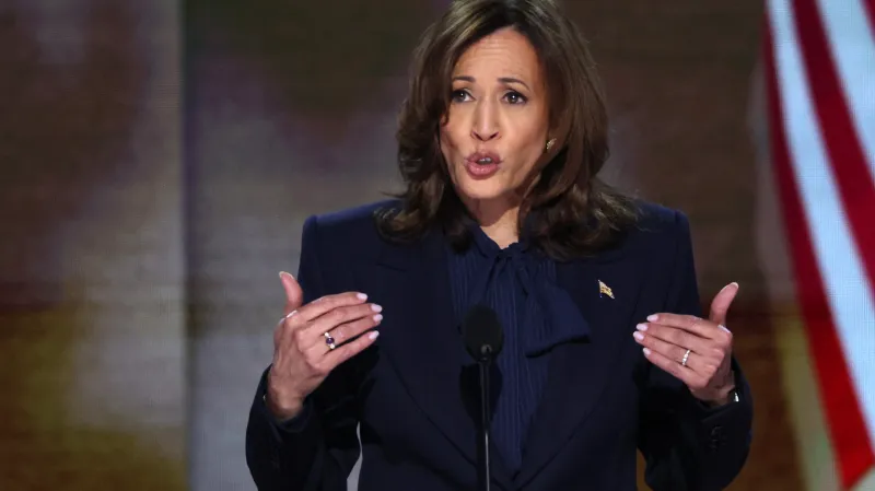 Kamala Harrisová na sjezdu Demokratické strany