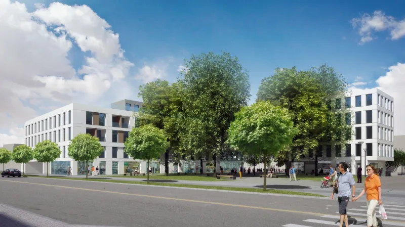 Pohled na park u třídy Tomáše Bati (vizualizace)