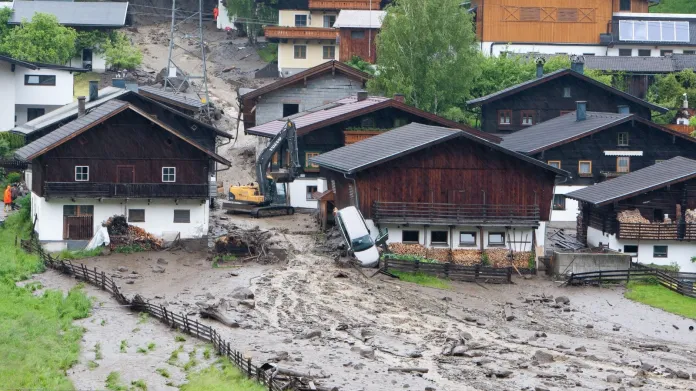 Povodně v Hoegmoosu blízko Salcburku
