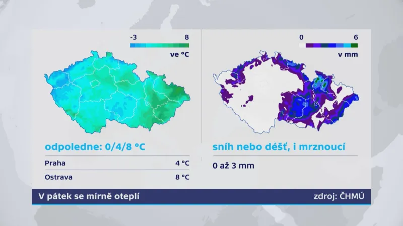 V pátek se mírně oteplí
