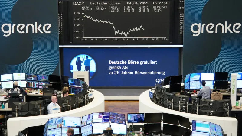 Pohled na německou akciovou burzu (snímek je z dubna 2025)