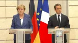 Brífink Angely Merkelové a Nicolase Sarkozyho