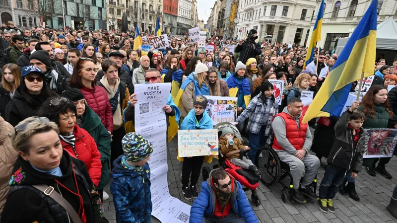 Shromáždění na podporu Ukrajiny v Brně