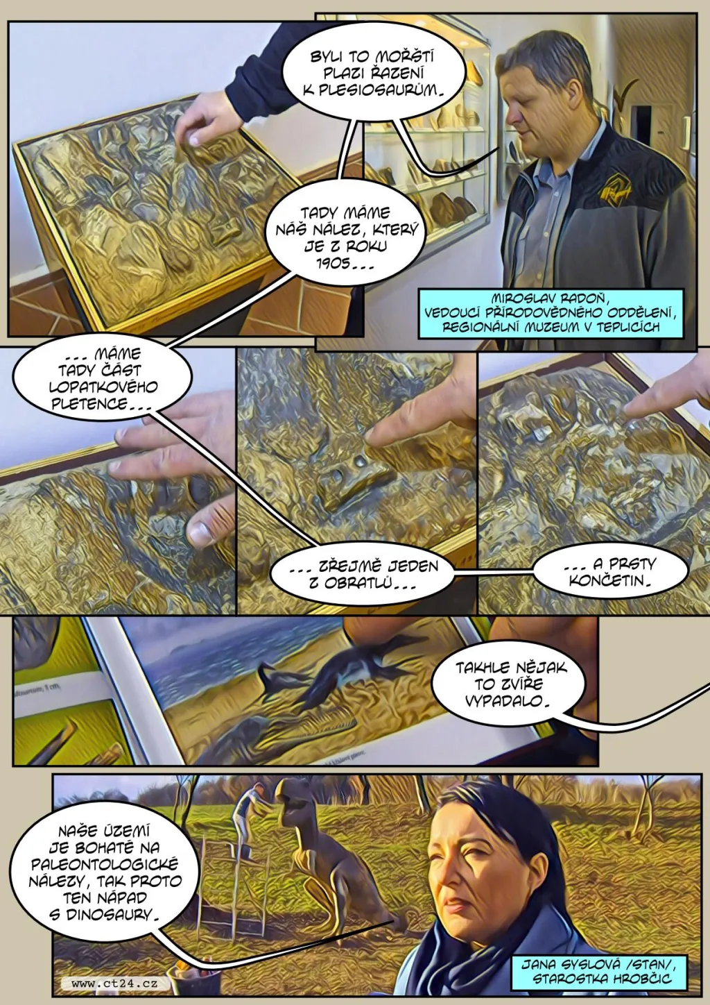 Dinosauři u říčky Syčivky. Jejich modely zdobí novou naučnou stezku na Teplicku