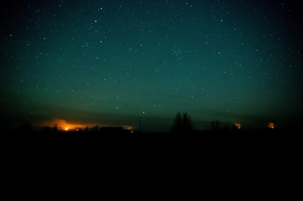 26. ledna 2023, hořící fronta u Bachmutu, kde vojáci vystřelili tisíce granátů denně