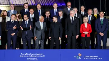 Evropští lídři na summitu EU na Kypru 23. dubna 2026