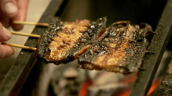 Úhoří maso v japonské restauraci