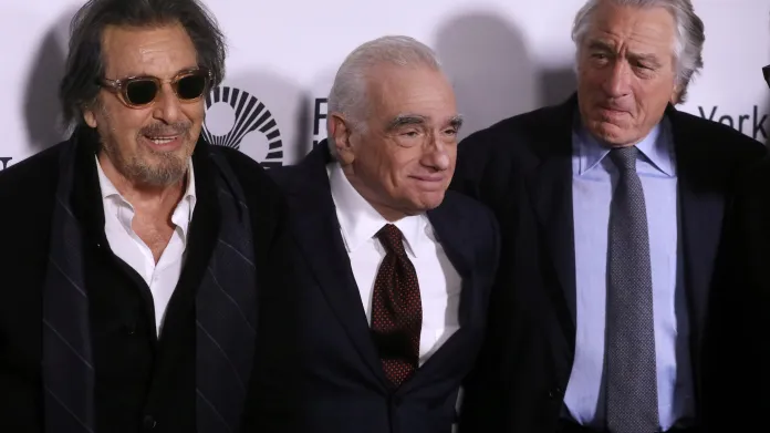 Al Pacino, Martin Scorsese a Robert De Niro na slavnostním uvedení filmu The Irishman