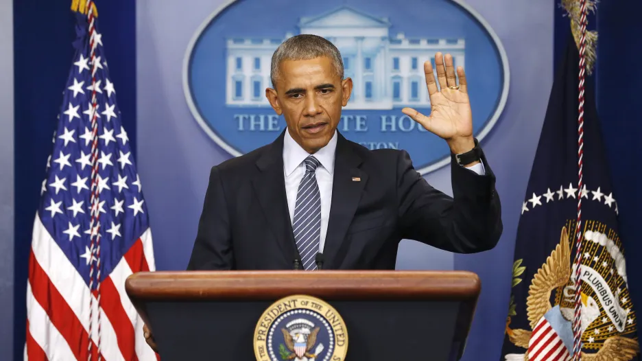 Barack Obama při projevu před svou poslední zahraniční cestou