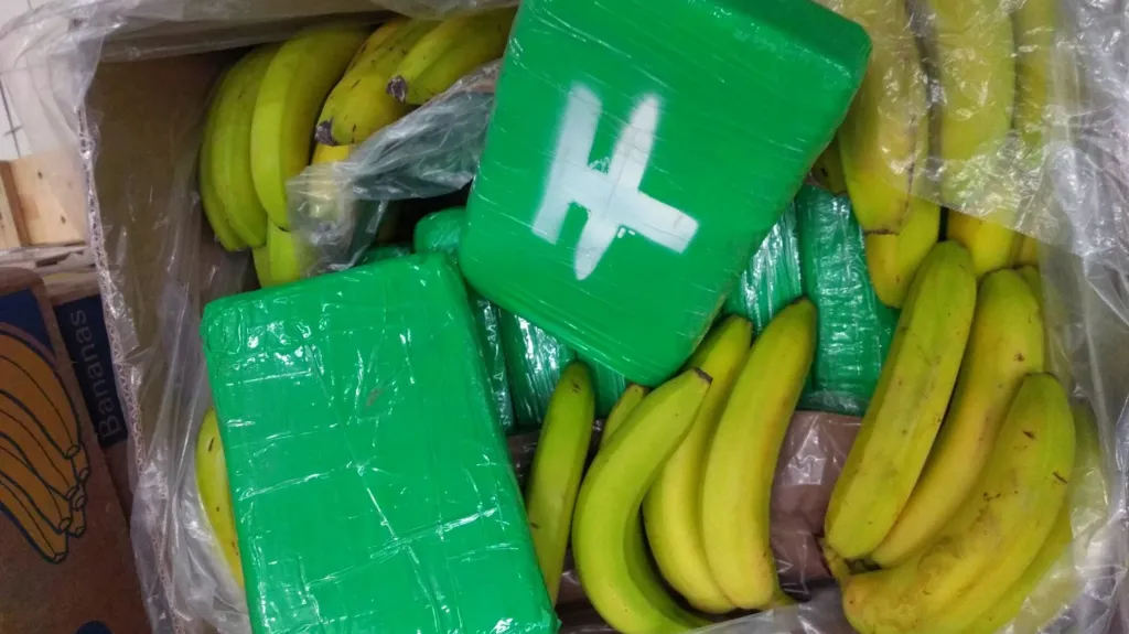 Kokain objevený v bednách s banány v českém supermarketu