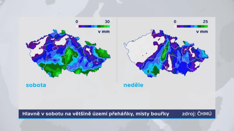 Předpověď srážek na víkend