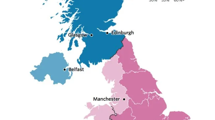 Jak hlasovaly regiony ve Velké Británii?