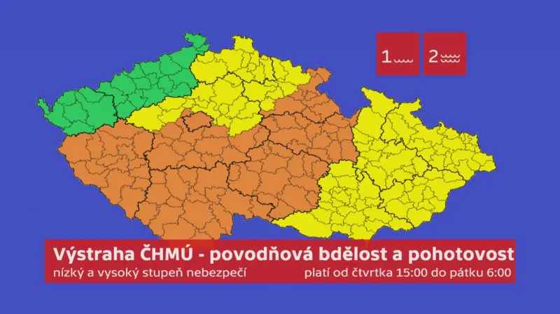 Výstraha ČHMÚ - povodňová bdělost a pohotovost