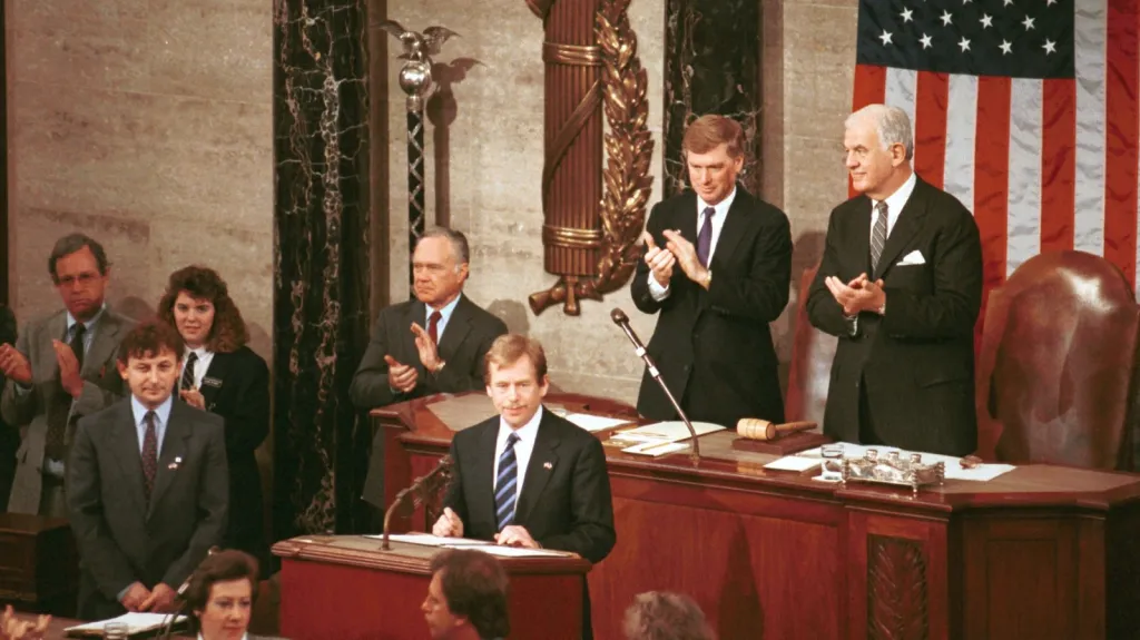 Václav Havel v Kongresu USA v únoru 1990